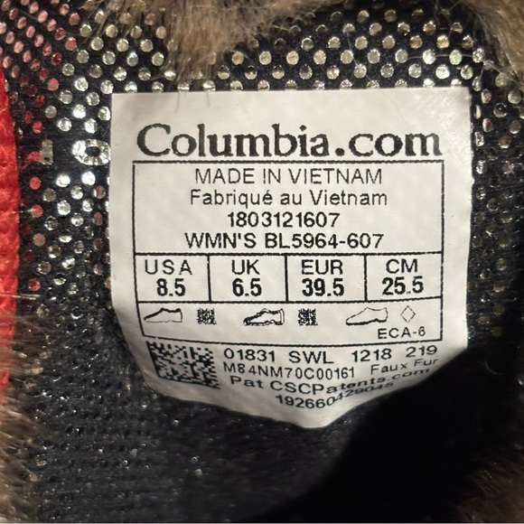 COLUMBIA Minx Mid III Red Quilted Faux Fur Lined Winter Boots Women’s size 8.5